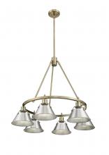  3306-6 AB-PW - Orwell AB 6 Light Chandelier in Aged Brass with Pewter shades